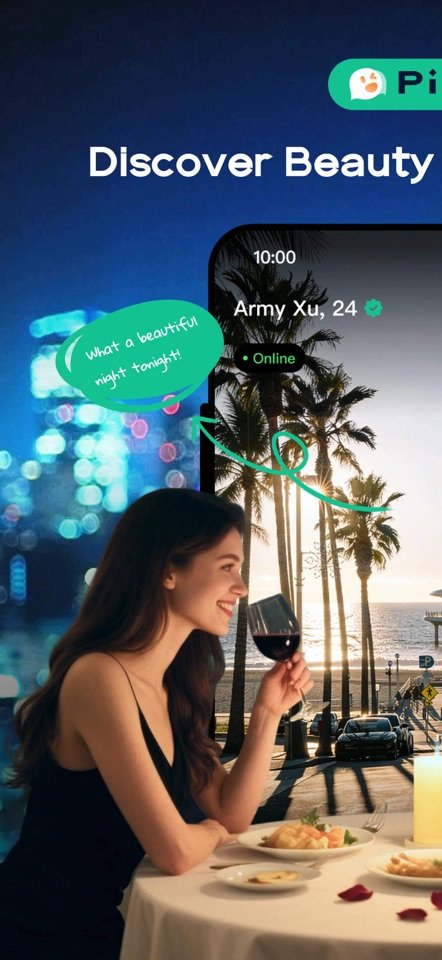 Pinga social lifestyle app preview showing topic feed and chat