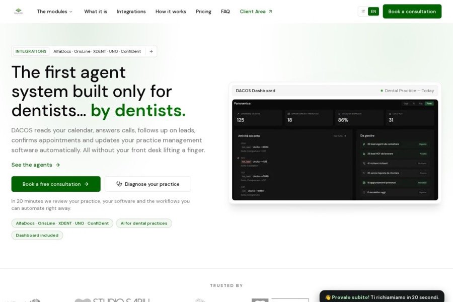 Dacos Dental clinic website homepage preview