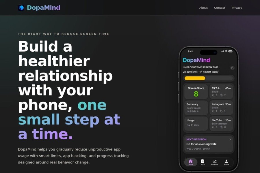 DopaMind marketing website preview
