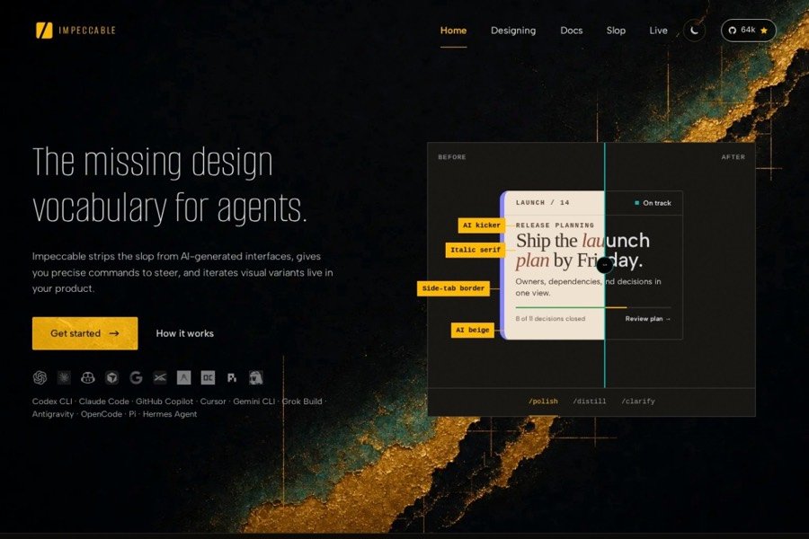 Impeccable design toolkit for AI coding agents preview
